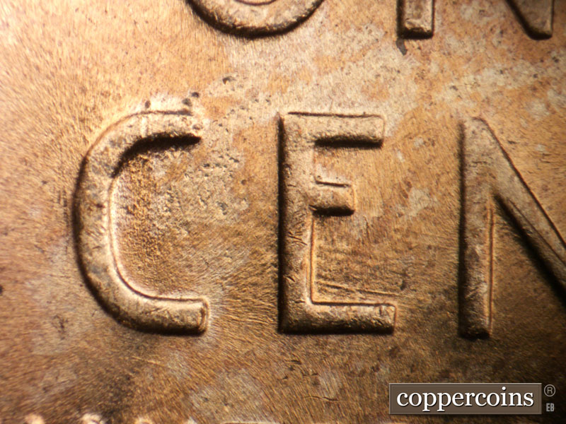 Die-stage B marker on 1958D•1MM•039 (1958 Repunched Mint Mark).