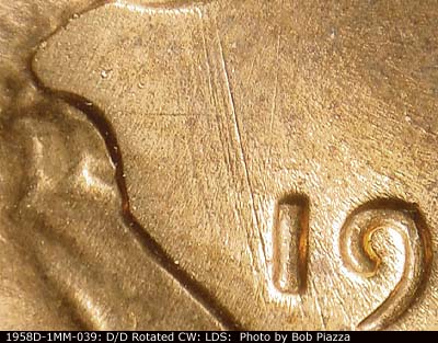 Die-stage C marker on 1958D•1MM•039 (1958 Repunched Mint Mark).