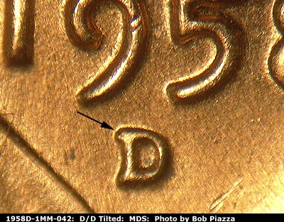 1958 Lincoln cent obverse, CopperCoins die 1958D•1MM•042.