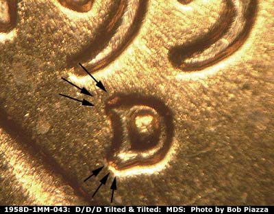 1958 Lincoln cent obverse, CopperCoins die 1958D•1MM•043.