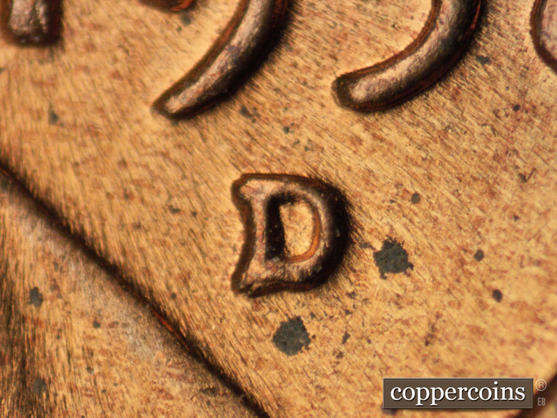 1958 Lincoln cent obverse, CopperCoins die 1958D•1MM•044.