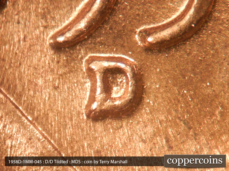 1958 Lincoln cent obverse, CopperCoins die 1958D•1MM•045.