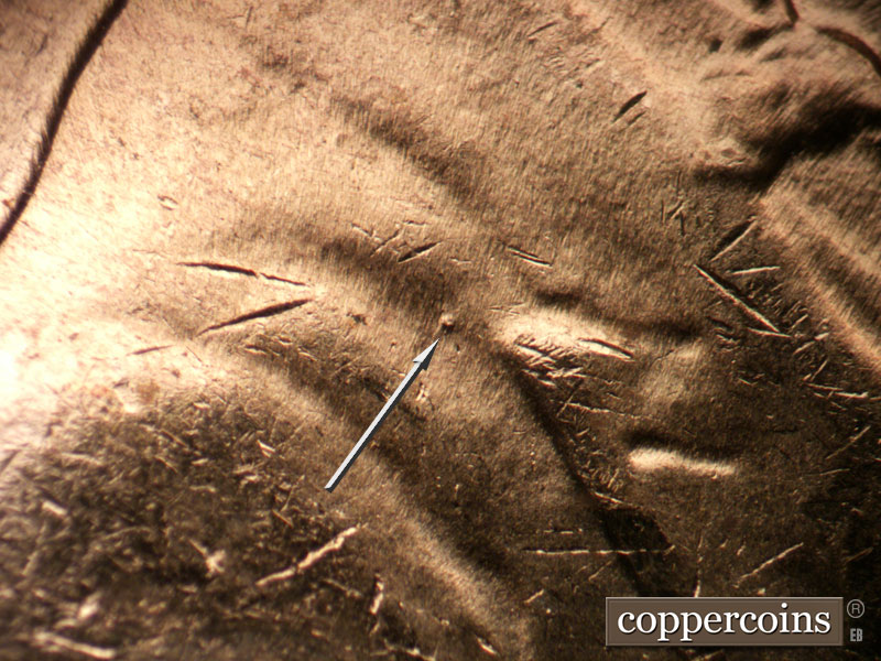 Die-stage B marker on 1958D•1MM•047 (1958 Repunched Mint Mark).