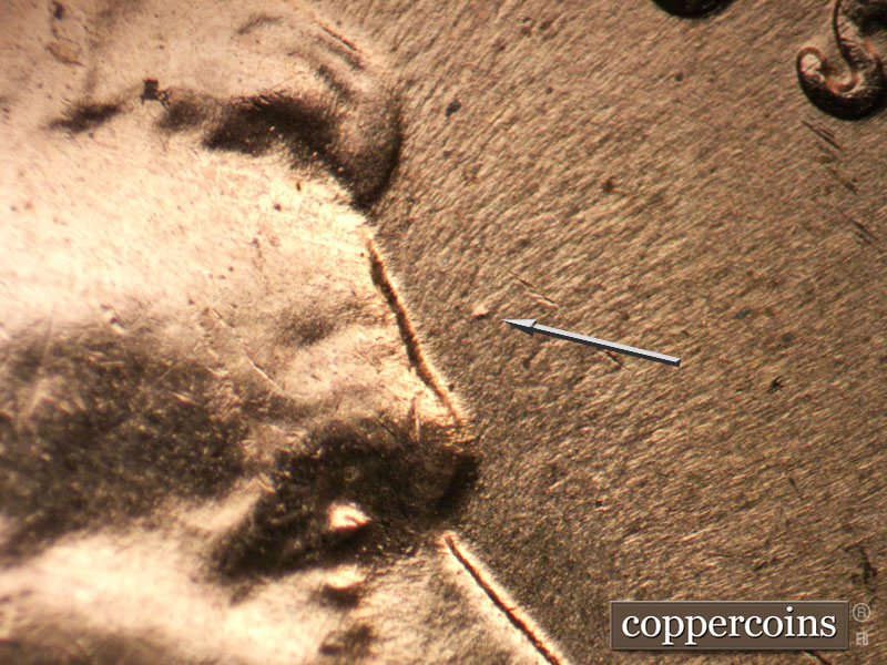 Die-stage B marker on 1958D•1MM•047 (1958 Repunched Mint Mark).