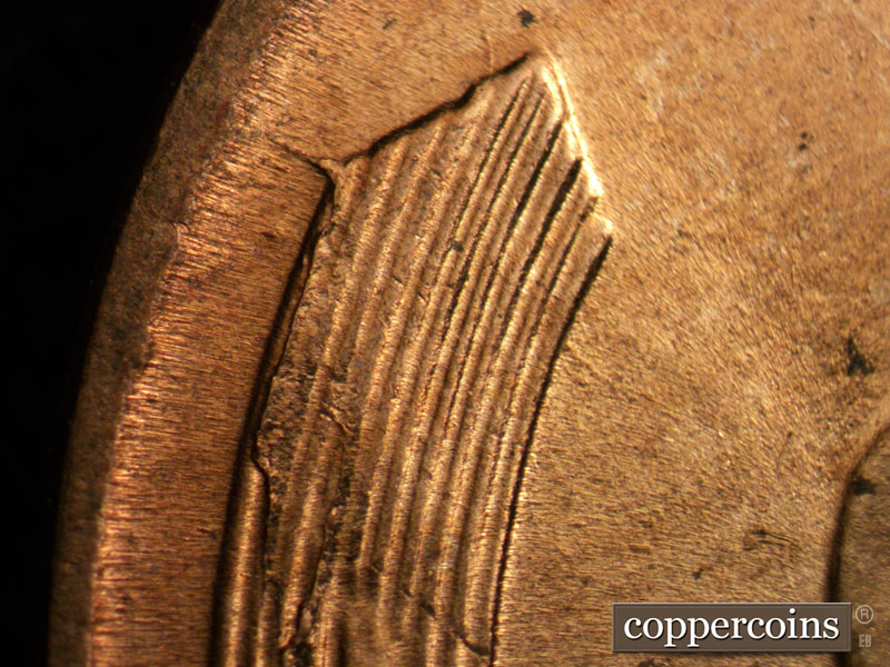 Die-stage C marker on 1958D•1MM•050 (1958 Repunched Mint Mark).