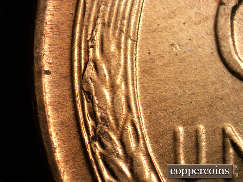 Die-stage C marker on 1958D•1MM•050 (1958 Repunched Mint Mark).
