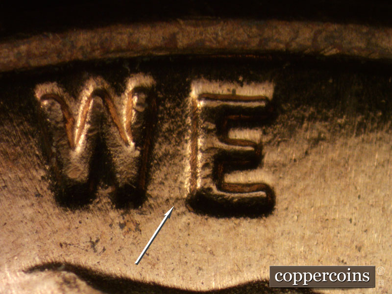 Die-stage C marker on 1958D•1MM•055 (1958 Repunched Mint Mark).