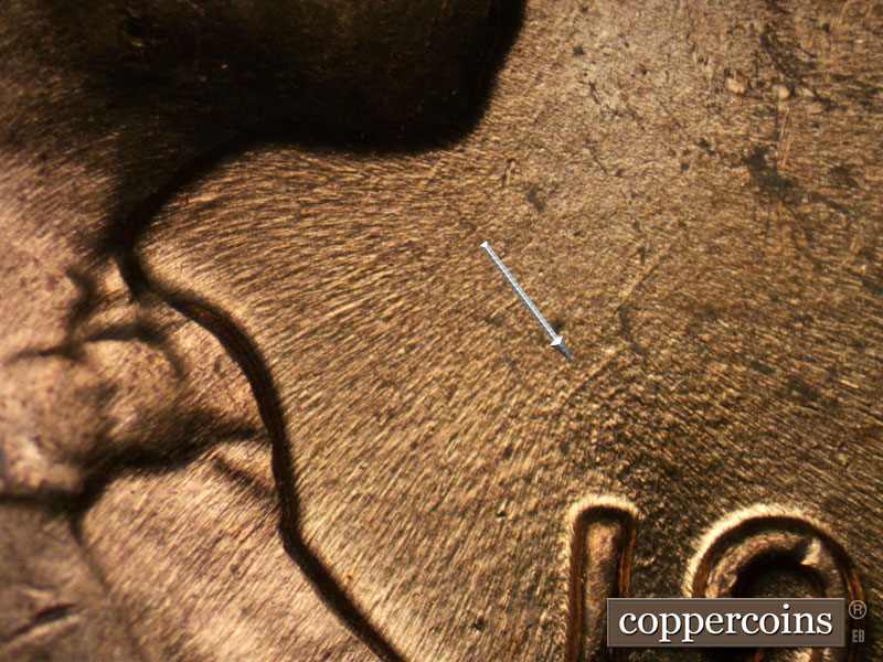 Die-stage C marker on 1958D•1MM•055 (1958 Repunched Mint Mark).