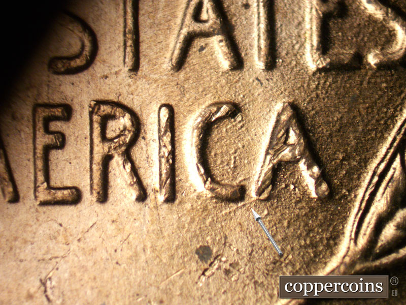 Die-stage C marker on 1958D•1MM•055 (1958 Repunched Mint Mark).