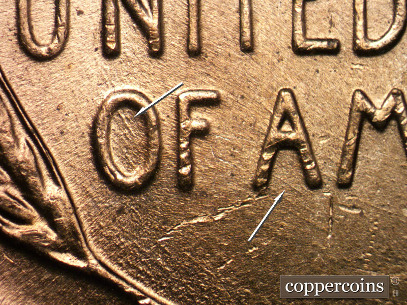 Die-stage C marker on 1958D•1MM•055 (1958 Repunched Mint Mark).
