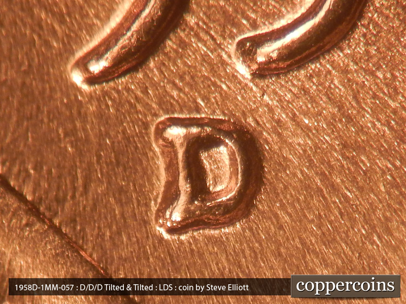Die-stage C marker on 1958D•1MM•057 (1958 Repunched Mint Mark).