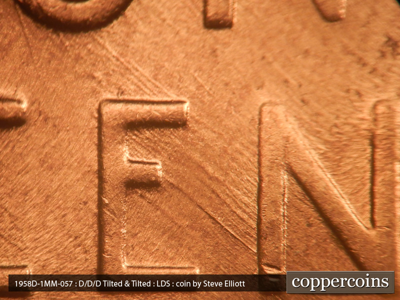 Die-stage C marker on 1958D•1MM•057 (1958 Repunched Mint Mark).