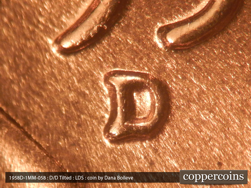 Die-stage C marker on 1958D•1MM•058 (1958 Repunched Mint Mark).