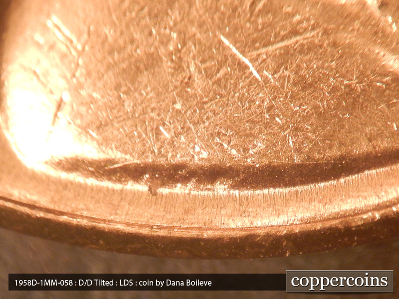 Die-stage C marker on 1958D•1MM•058 (1958 Repunched Mint Mark).