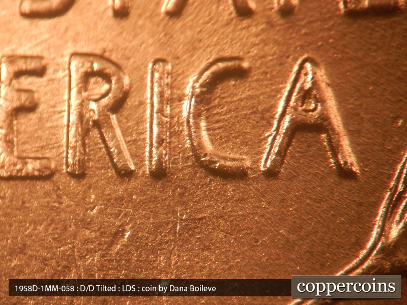 Die-stage C marker on 1958D•1MM•058 (1958 Repunched Mint Mark).