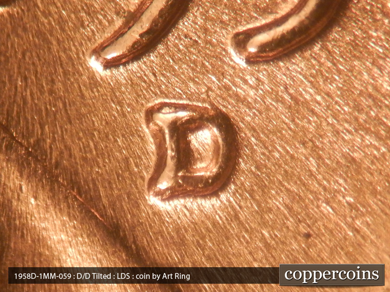 Die-stage C marker on 1958D•1MM•059 (1958 Repunched Mint Mark).