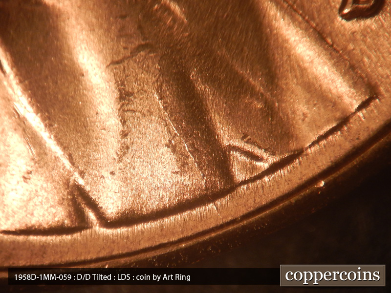 Die-stage C marker on 1958D•1MM•059 (1958 Repunched Mint Mark).