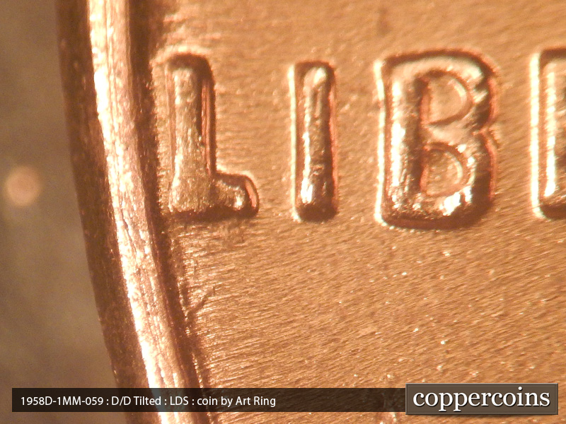Die-stage C marker on 1958D•1MM•059 (1958 Repunched Mint Mark).