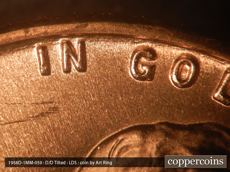 Die-stage C marker on 1958D•1MM•059 (1958 Repunched Mint Mark).