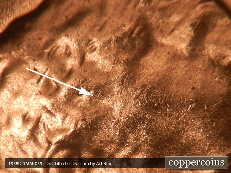 Die-stage C marker on 1958D•1MM•059 (1958 Repunched Mint Mark).