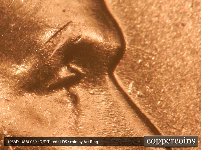 Die-stage C marker on 1958D•1MM•059 (1958 Repunched Mint Mark).