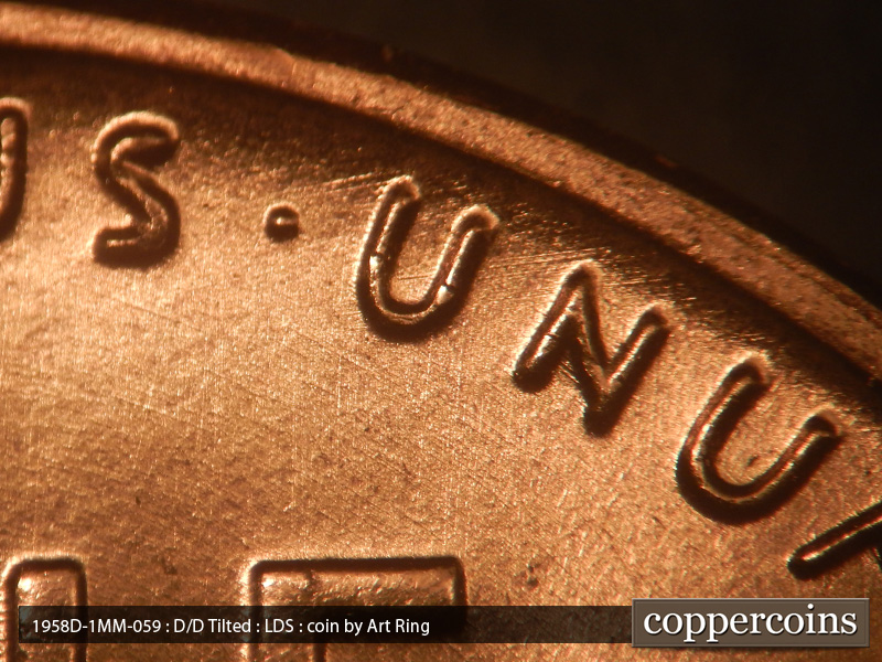 Die-stage C marker on 1958D•1MM•059 (1958 Repunched Mint Mark).