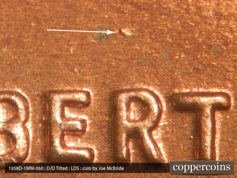 Die-stage C marker on 1958D•1MM•060 (1958 Repunched Mint Mark).