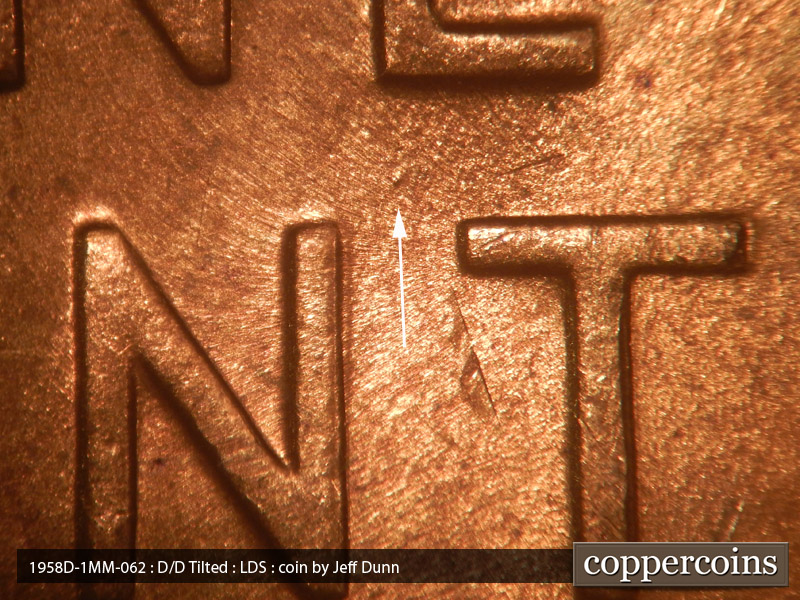 Die-stage C marker on 1958D•1MM•062 (1958 Repunched Mint Mark).