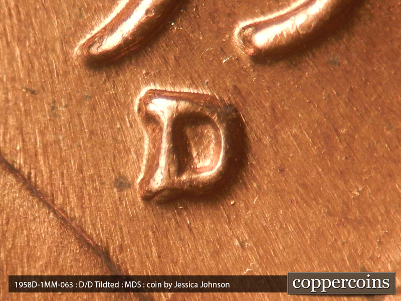 1958 Lincoln cent obverse, CopperCoins die 1958D•1MM•063.