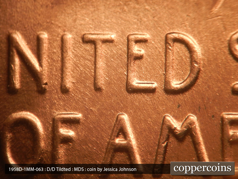 Die-stage B marker on 1958D•1MM•063 (1958 Repunched Mint Mark).