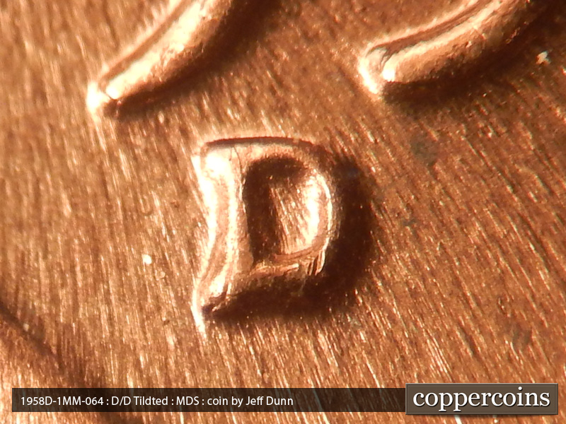 1958 Lincoln cent obverse, CopperCoins die 1958D•1MM•064.