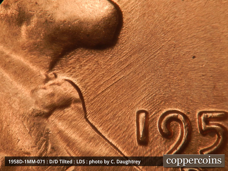 Die-stage C marker on 1958D•1MM•071 (1958 Repunched Mint Mark).