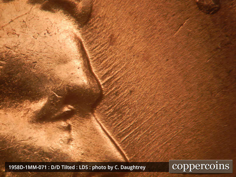 Die-stage C marker on 1958D•1MM•071 (1958 Repunched Mint Mark).