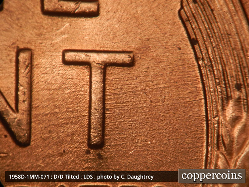 Die-stage C marker on 1958D•1MM•071 (1958 Repunched Mint Mark).