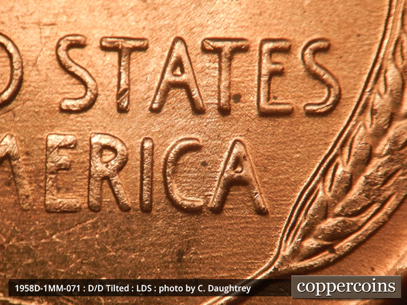 Die-stage C marker on 1958D•1MM•071 (1958 Repunched Mint Mark).
