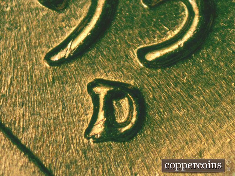 1958 Lincoln cent obverse, CopperCoins die 1958D•1MM•072.