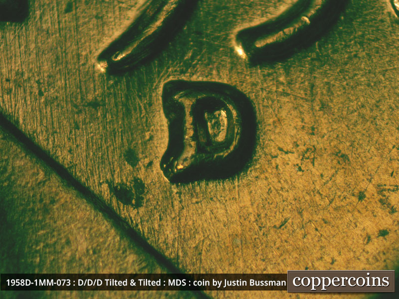 1958 Lincoln cent obverse, CopperCoins die 1958D•1MM•073.