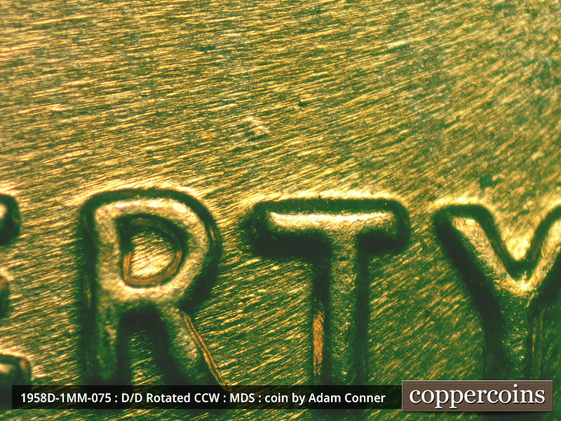Die-stage B marker on 1958D•1MM•075 (1958 Repunched Mint Mark).
