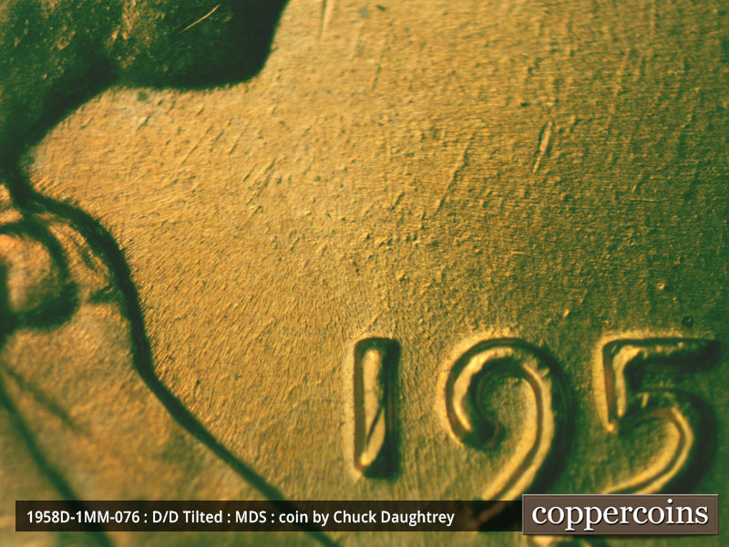 Die-stage B marker on 1958D•1MM•076 (1958 Repunched Mint Mark).