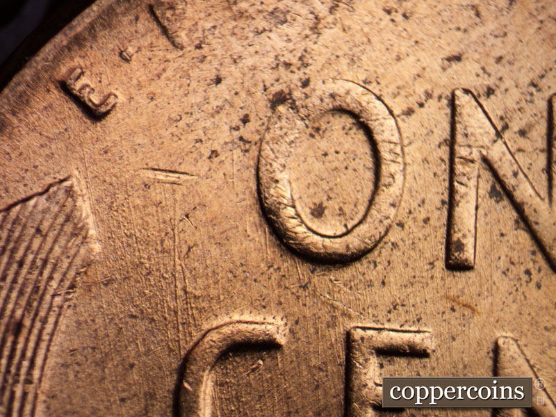 Die-stage B marker on 1958D•1MM•078 (1958 Repunched Mint Mark).
