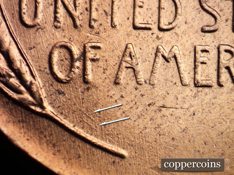 Die-stage B marker on 1958D•1MM•078 (1958 Repunched Mint Mark).