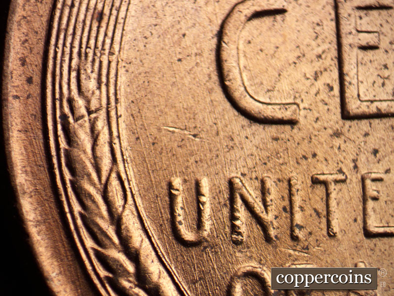 Die-stage B marker on 1958D•1MM•078 (1958 Repunched Mint Mark).