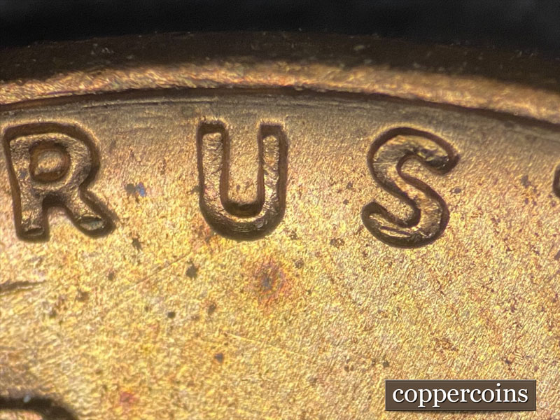 Die-stage B marker on 1958D•1MM•080 (1958 Repunched Mint Mark).
