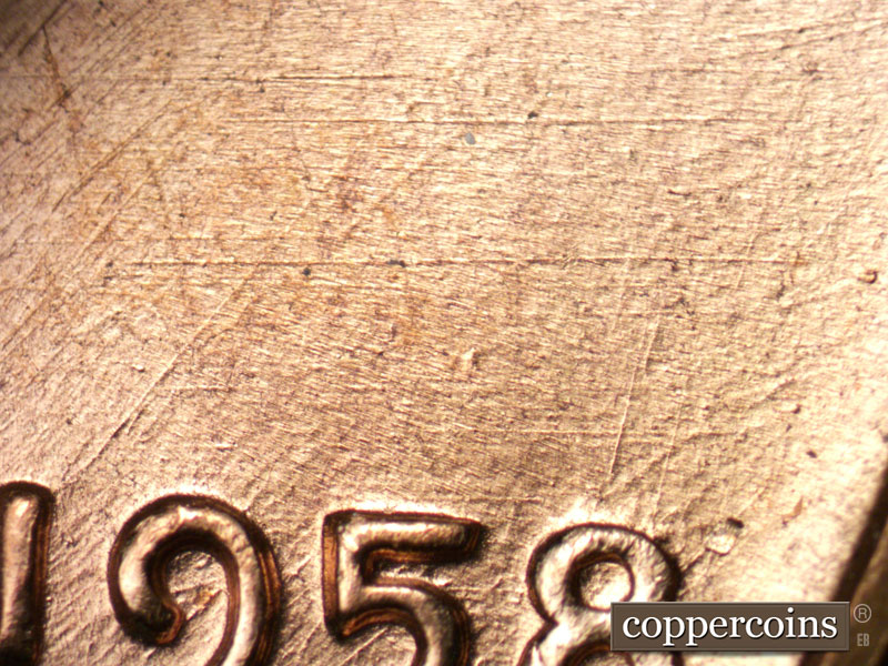Die-stage C marker on 1958D•1MM•082 (1958 Repunched Mint Mark).