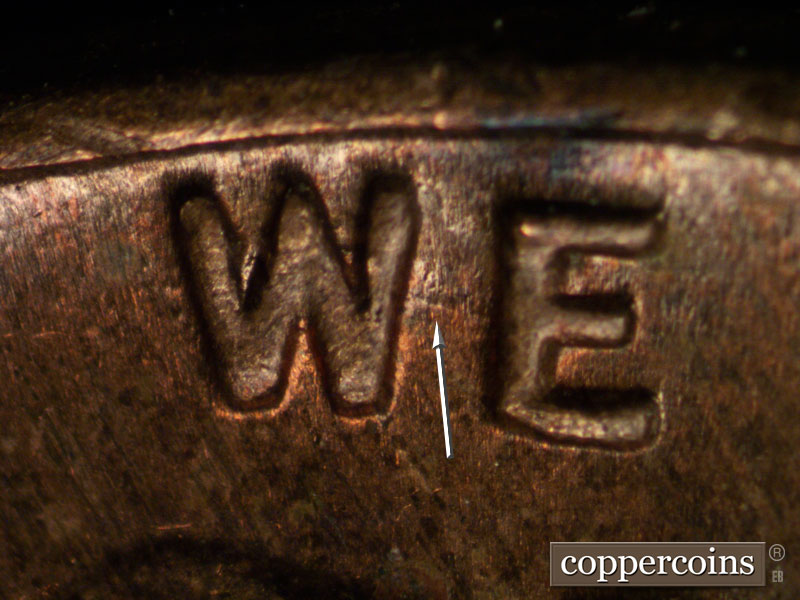Die-stage B marker on 1958D•1MM•083 (1958 Repunched Mint Mark).