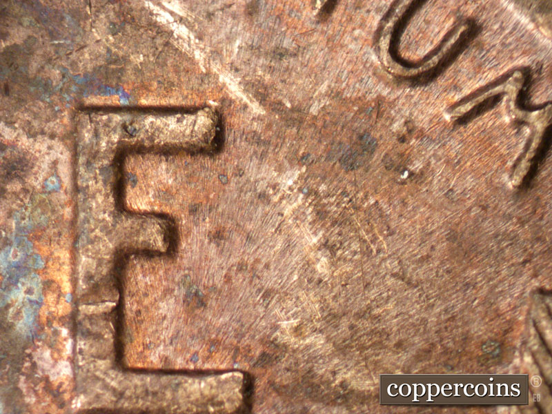 Die-stage B marker on 1958D•1MM•083 (1958 Repunched Mint Mark).