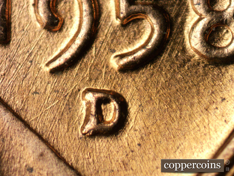 1958 Lincoln cent obverse, CopperCoins die 1958D•1MM•084.
