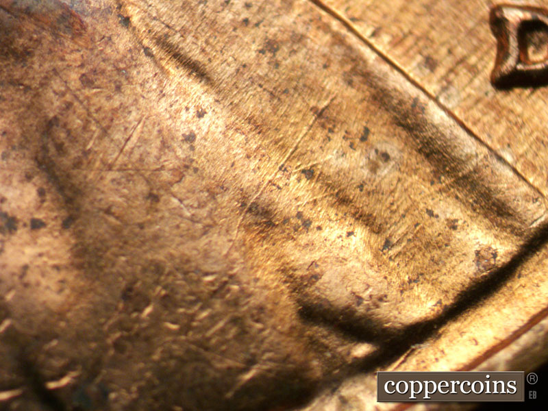 Die-stage B marker on 1958D•1MM•085 (1958 Repunched Mint Mark).