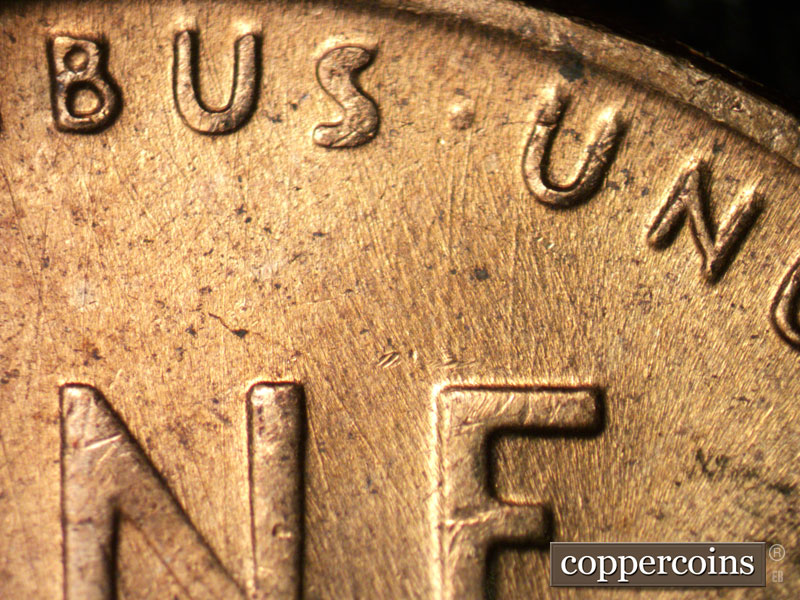 Die-stage B marker on 1958D•1MM•085 (1958 Repunched Mint Mark).