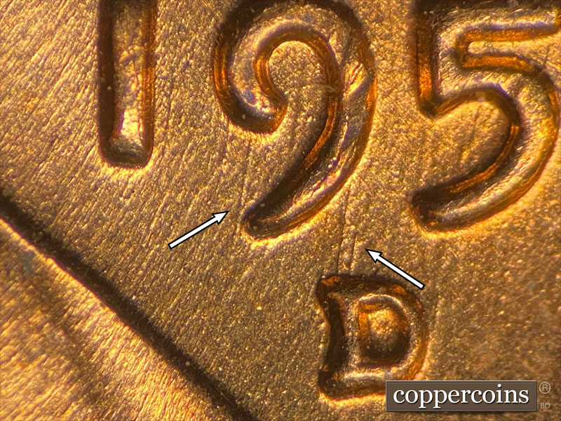 Die-stage C marker on 1958D•1MM•086 (1958 Repunched Mint Mark).